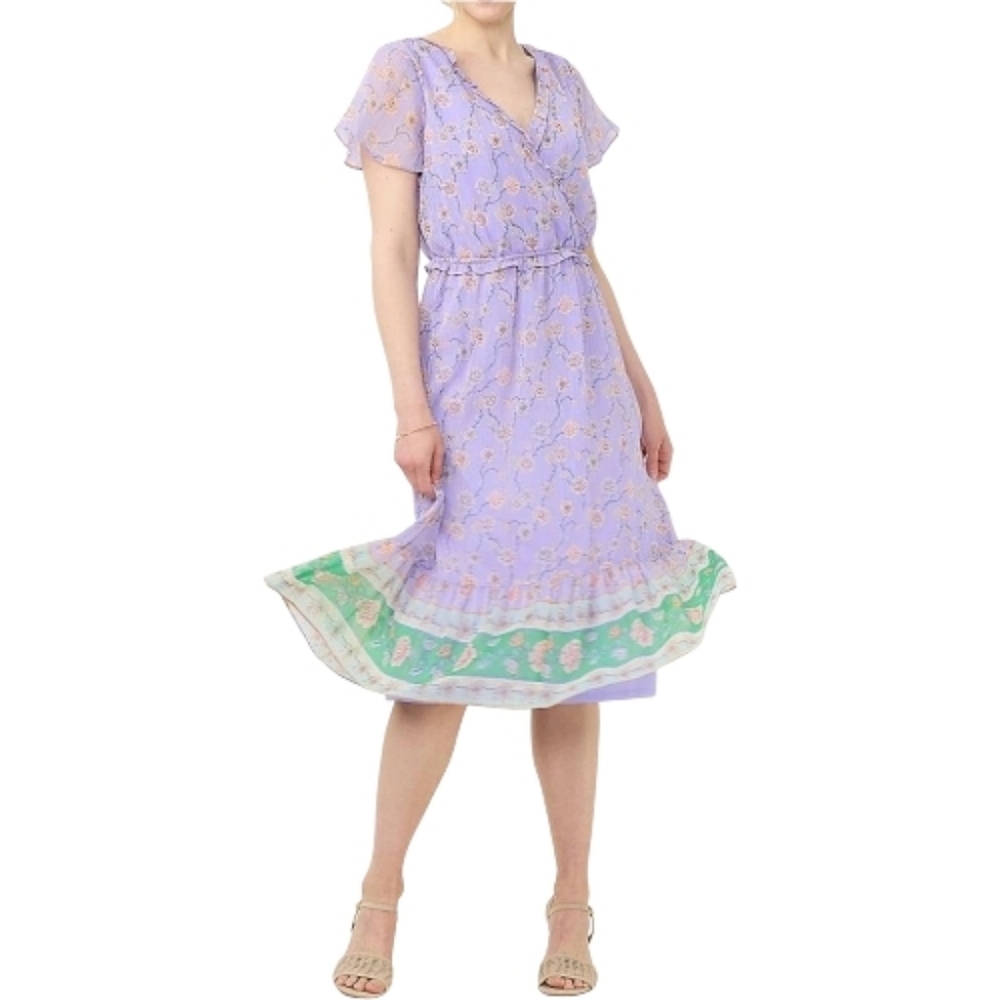 LC Lauren Conrad Flutter Sleeve Wrap Dress, Provencial, Plus Size 4X